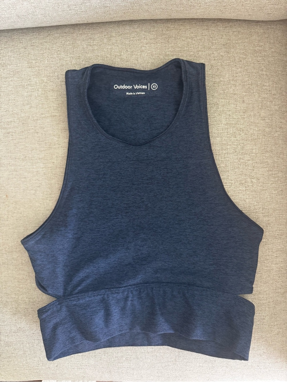 Outdoor Voices Navy Heather High-Neck Cropped Tank